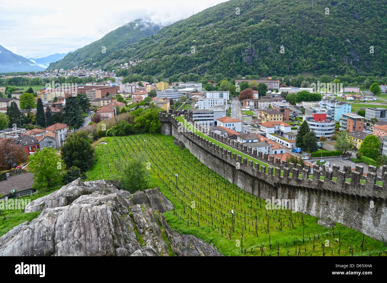 Vieux Fort à Bellinzona Banque D'Images