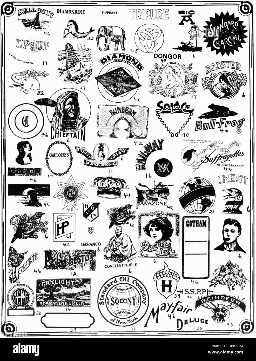 Une publicité vintage pour la Standard Oil Company, présentant leur logo emblématique et leur typographie. La publicité souligne l'importance de la société au début du XXe siècle en tant que leader dans l'industrie pétrolière. Banque D'Images