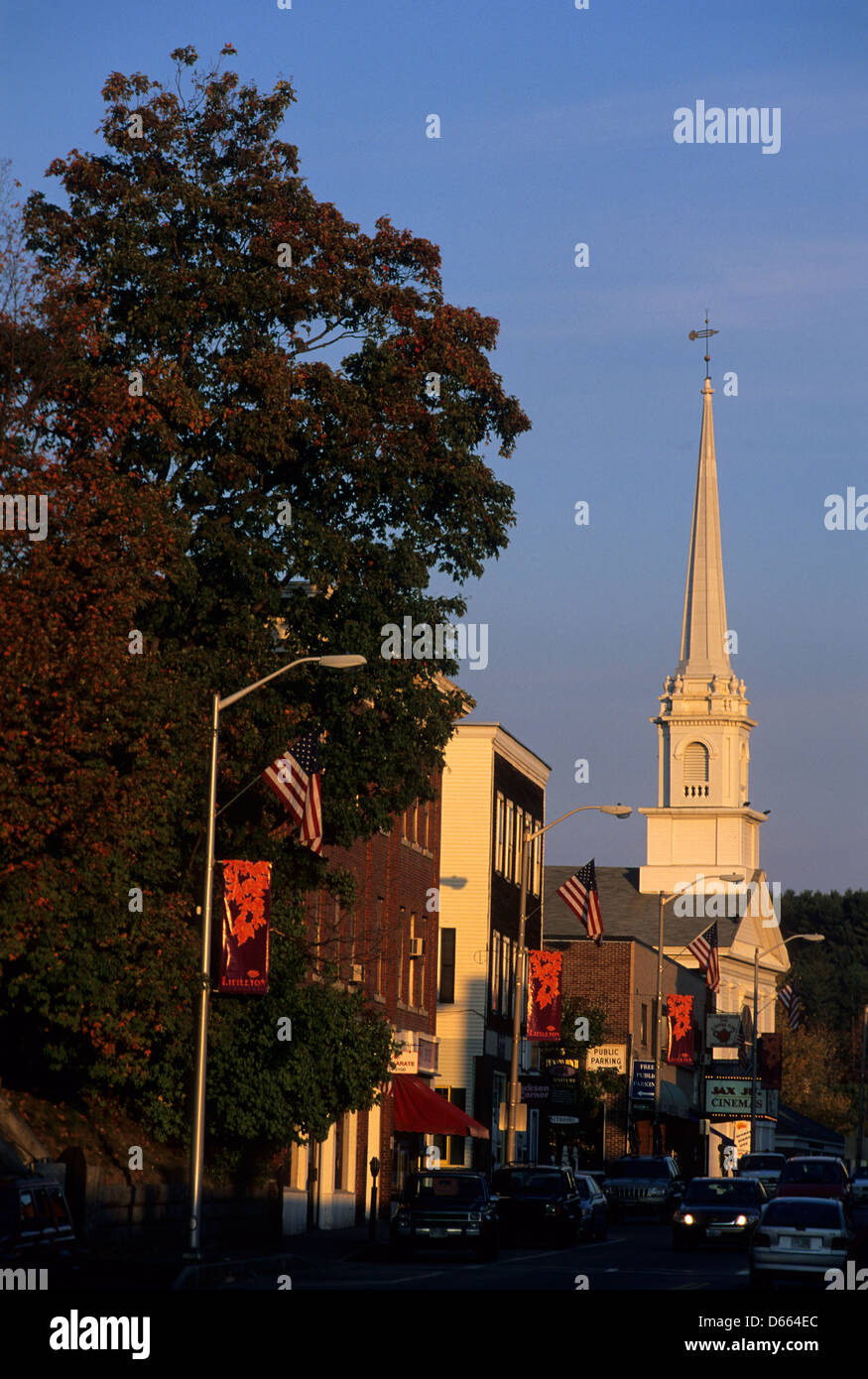 Elk281-1800v New Hampshire, Littleton, Main St, église Banque D'Images