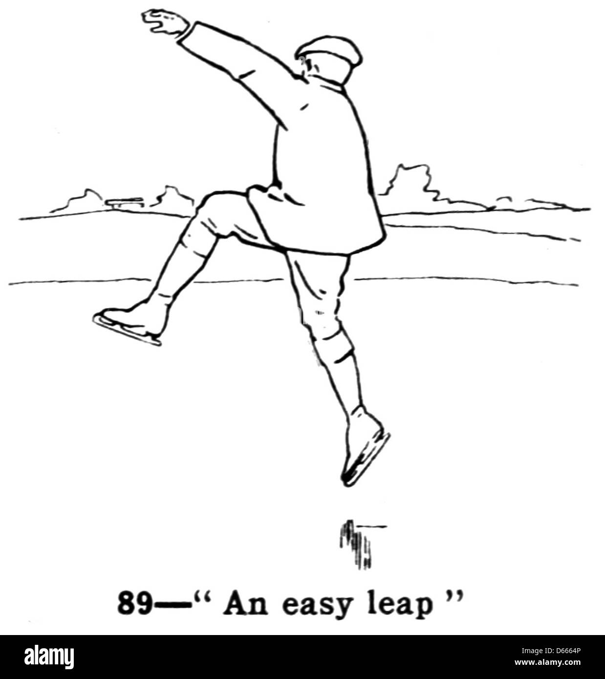 Cette amorce 1912 sur le patinage sur glace fournit des conseils sur des techniques telles que le saut facile, destiné aux débutants. Il comporte des instructions et des illustrations qui permettent aux patineurs novices d’apprendre plus facilement les mouvements clés sur la glace. Banque D'Images
