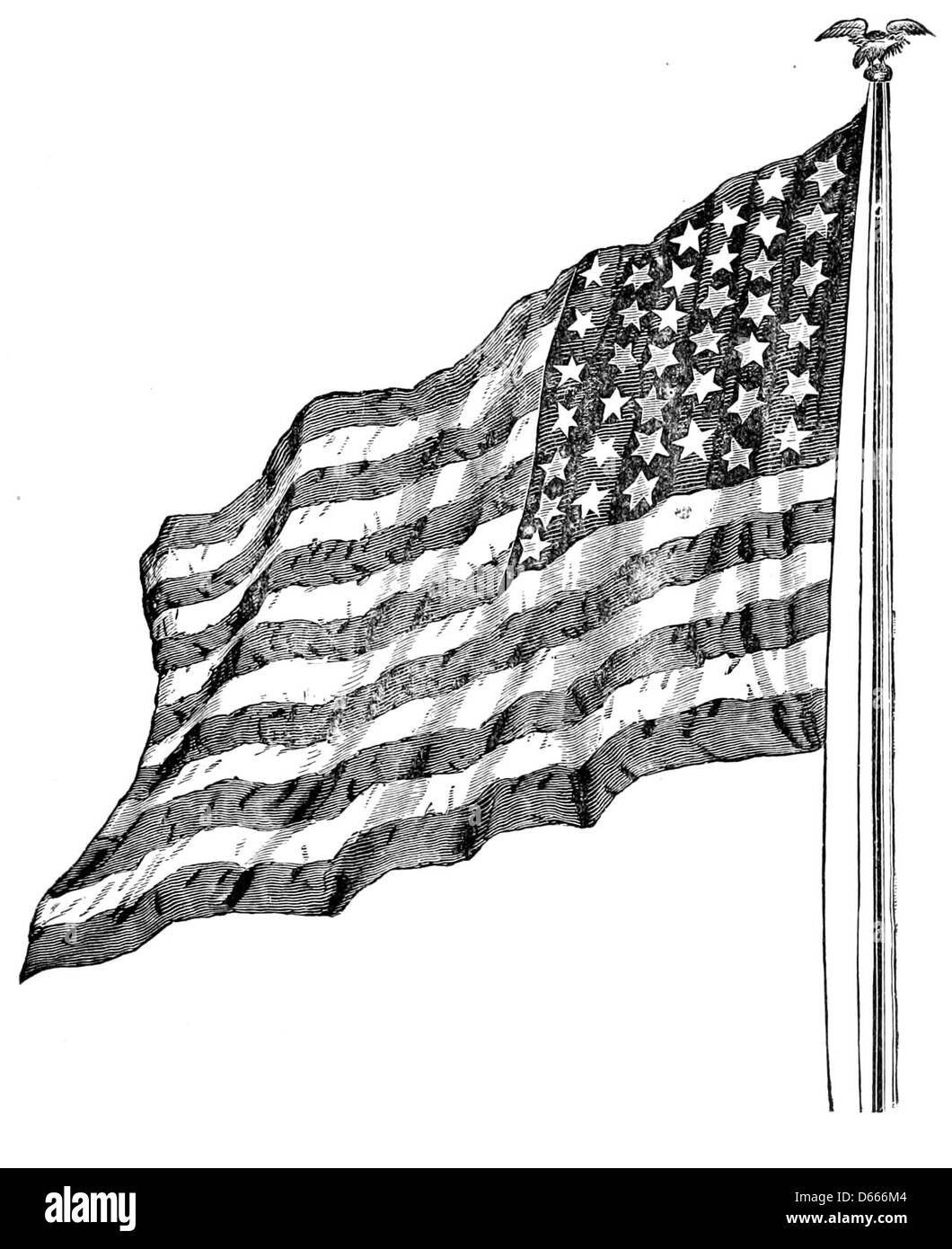 Cette photographie de 1885 montre un drapeau américain pendant le siège de Vicksburg, un moment critique de la guerre de Sécession. Le drapeau représente la lutte et la résilience de l'Union face à l'adversité pendant le siège. Banque D'Images