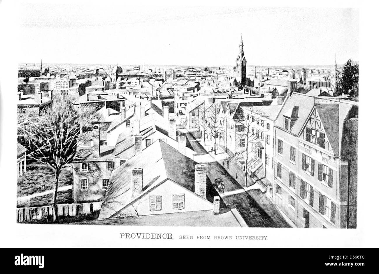 Cette image souvenir de 1888 de Providence, Rhode Island, capture diverses vues de la ville, mettant en valeur l'architecture, les rues et l'environnement urbain de la fin du XIXe siècle. Banque D'Images