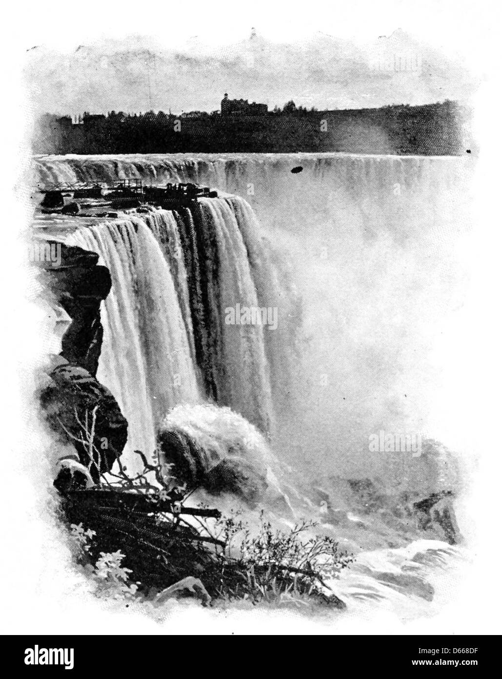 Cette photographie, prise en 1895, met en valeur les majestueuses chutes du Niagara, l'un des monuments naturels les plus célèbres d'Amérique du Nord, capturant la beauté et la puissance des chutes en été. Banque D'Images
