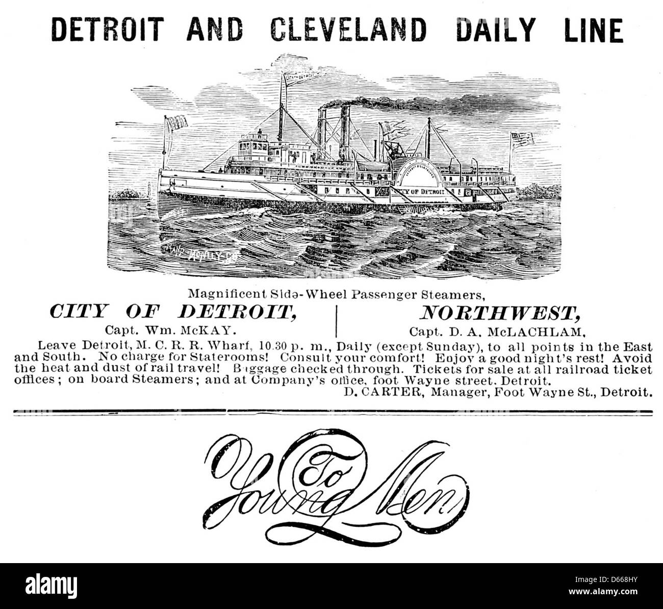 Une publication de 1879 promouvant les vacances d'été dans les White Mountains, avec un accent sur les services de transport de Detroit et Cleveland Daily Line. Le livre met en lumière les jeunes hommes voyageant dans les montagnes pour les loisirs. Banque D'Images