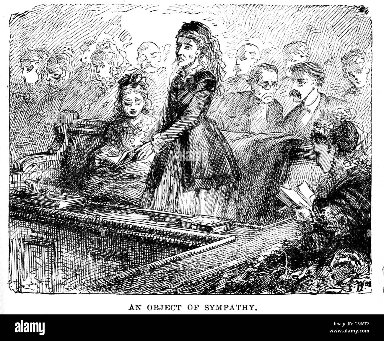 Une illustration de 1885 représentant un Spinster d'église, faisant partie d'une série de 314 images dans 'A Tramp Abroad'. Banque D'Images
