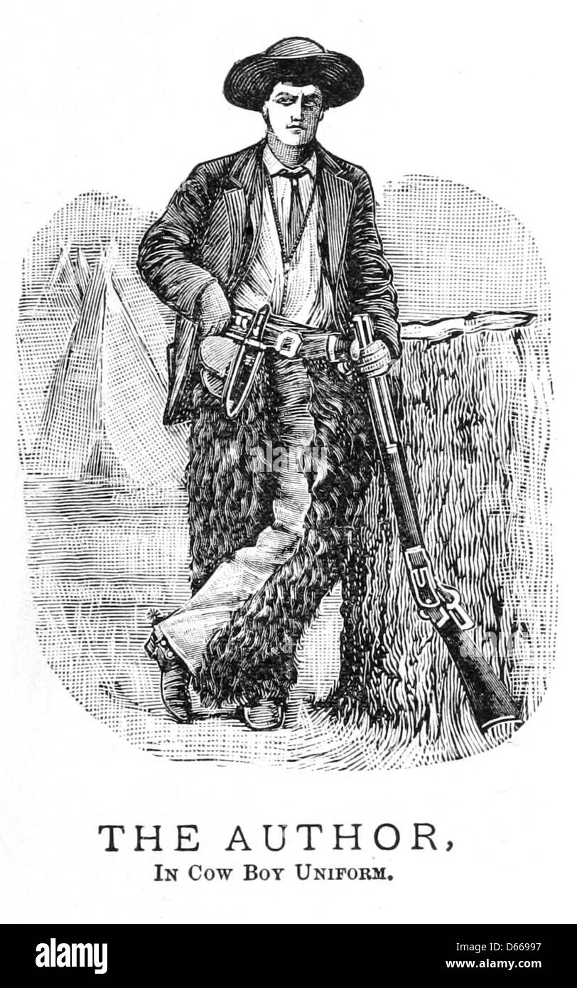 Ce livre de 1886, 'A Texas Cowboy', raconte les expériences de l'auteur en tant que cow-boy au Texas, en se concentrant sur la vie à cheval. Le livre comprend probablement des illustrations de cow-boys et de leurs poneys, mettant en évidence la vie sauvage de l'Ouest américain au XIXe siècle. Banque D'Images