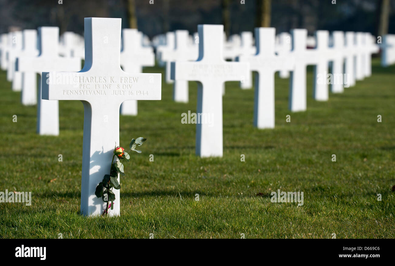 Cimetière d'Omaha Beach, Colleville-sur-Mer, Normandie, France Banque D'Images