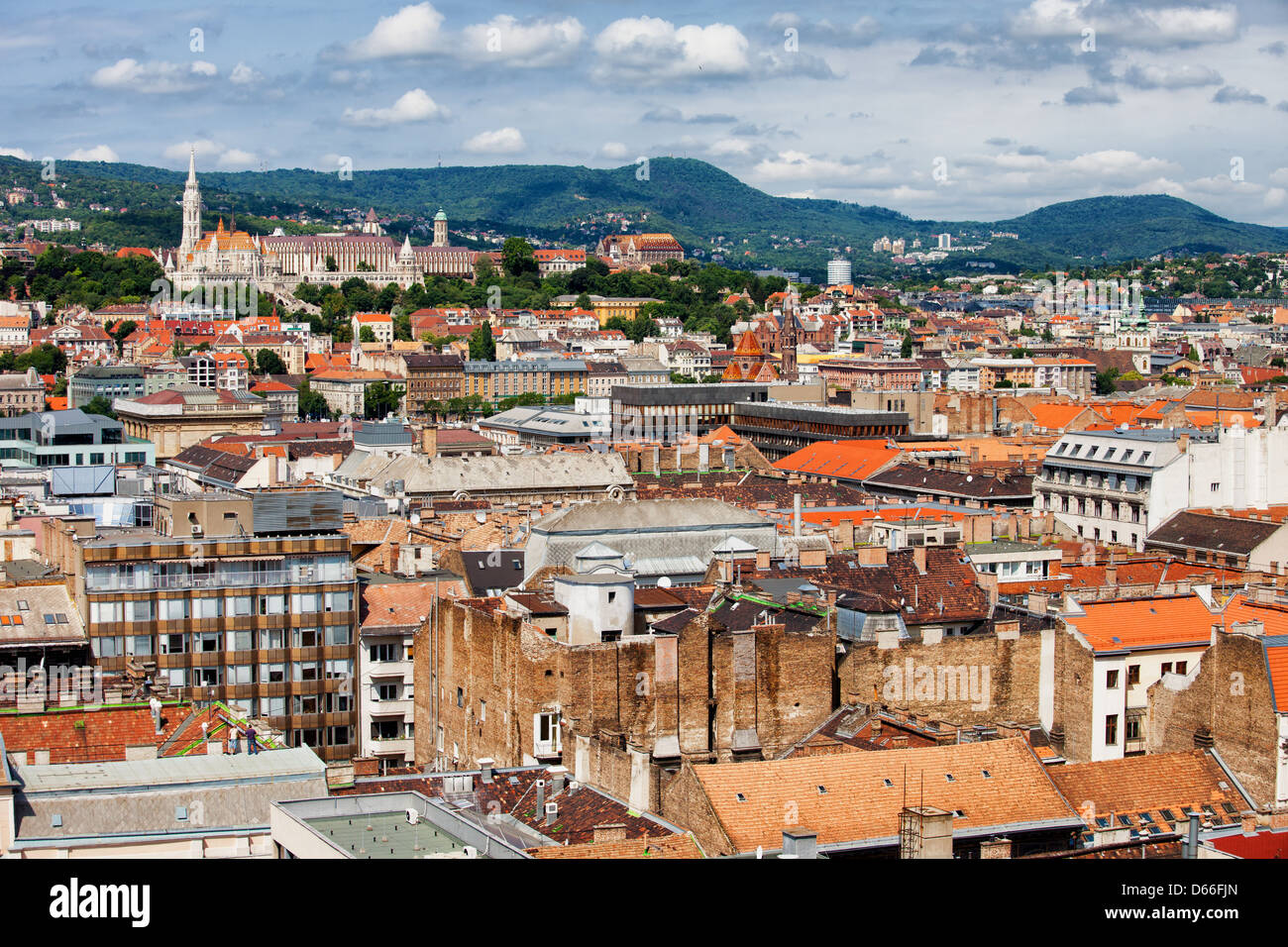 Ville de Budapest en Hongrie, en vue de dessus, appartement maisons, bâtiments, l'architecture résidentielle. Banque D'Images