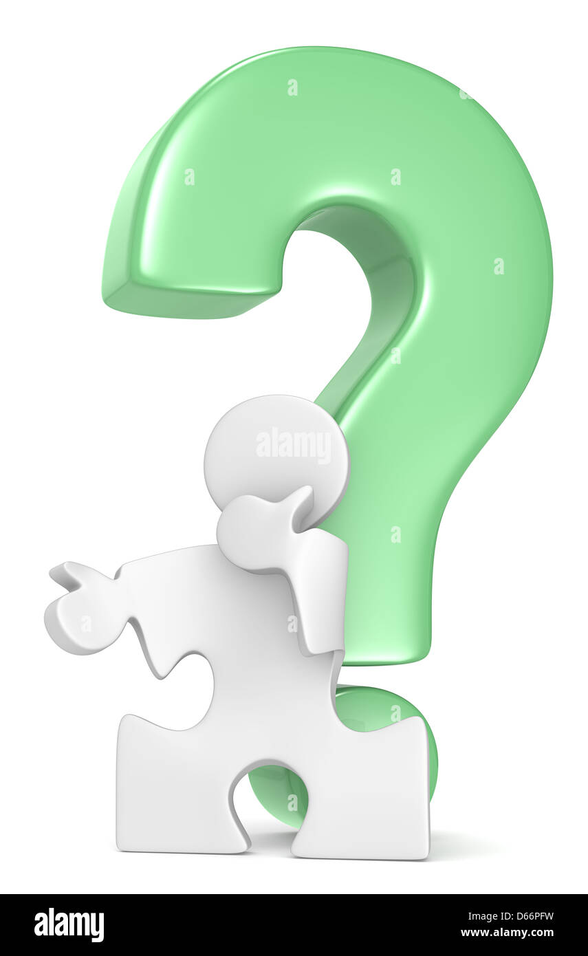 En face de personnes Puzzle Point d'interrogation. Vert. Banque D'Images