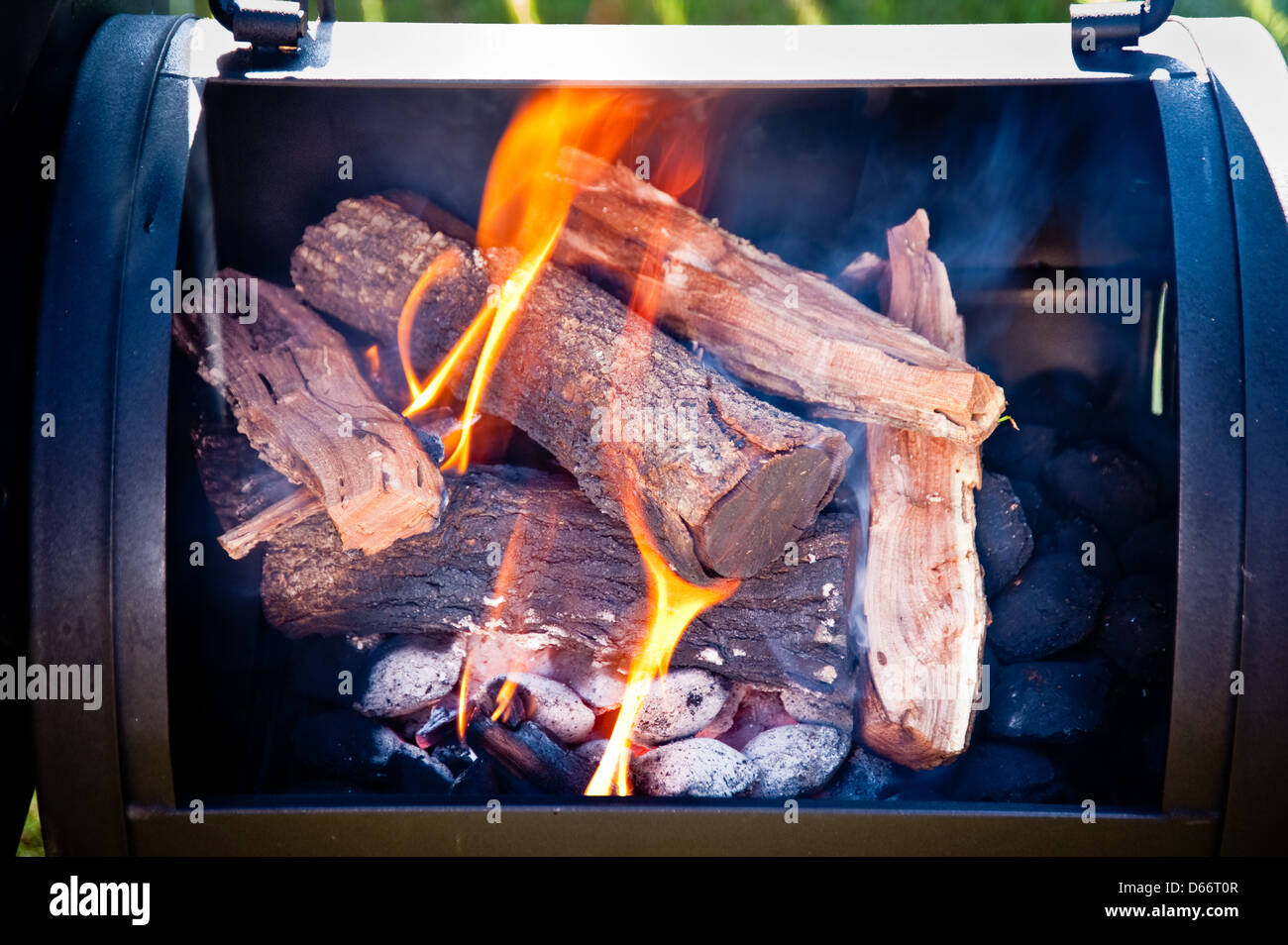 Jardin de fumeur barbecue avec Mesquite au Texas Banque D'Images