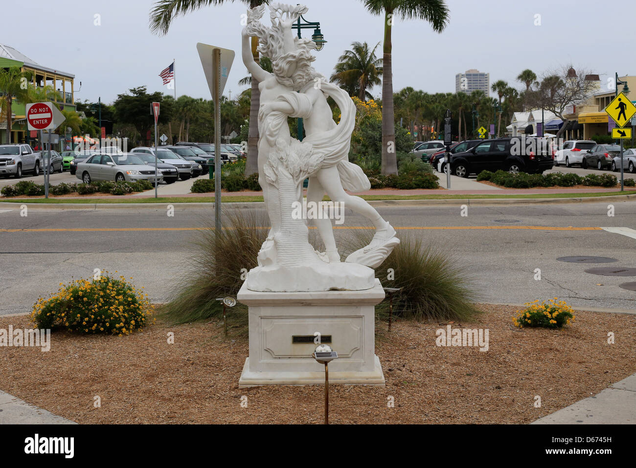 Une statue à St Armands Circle près de Sarasota, Floride, USA Banque D'Images