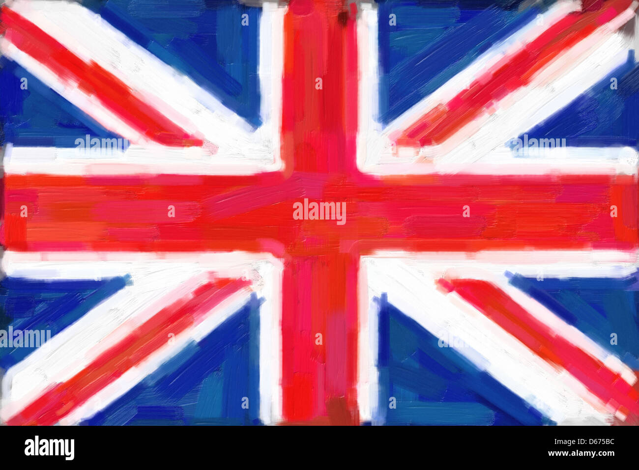 Une peinture numérique de l'Union Jack, drapeau de la Grande-Bretagne. Banque D'Images