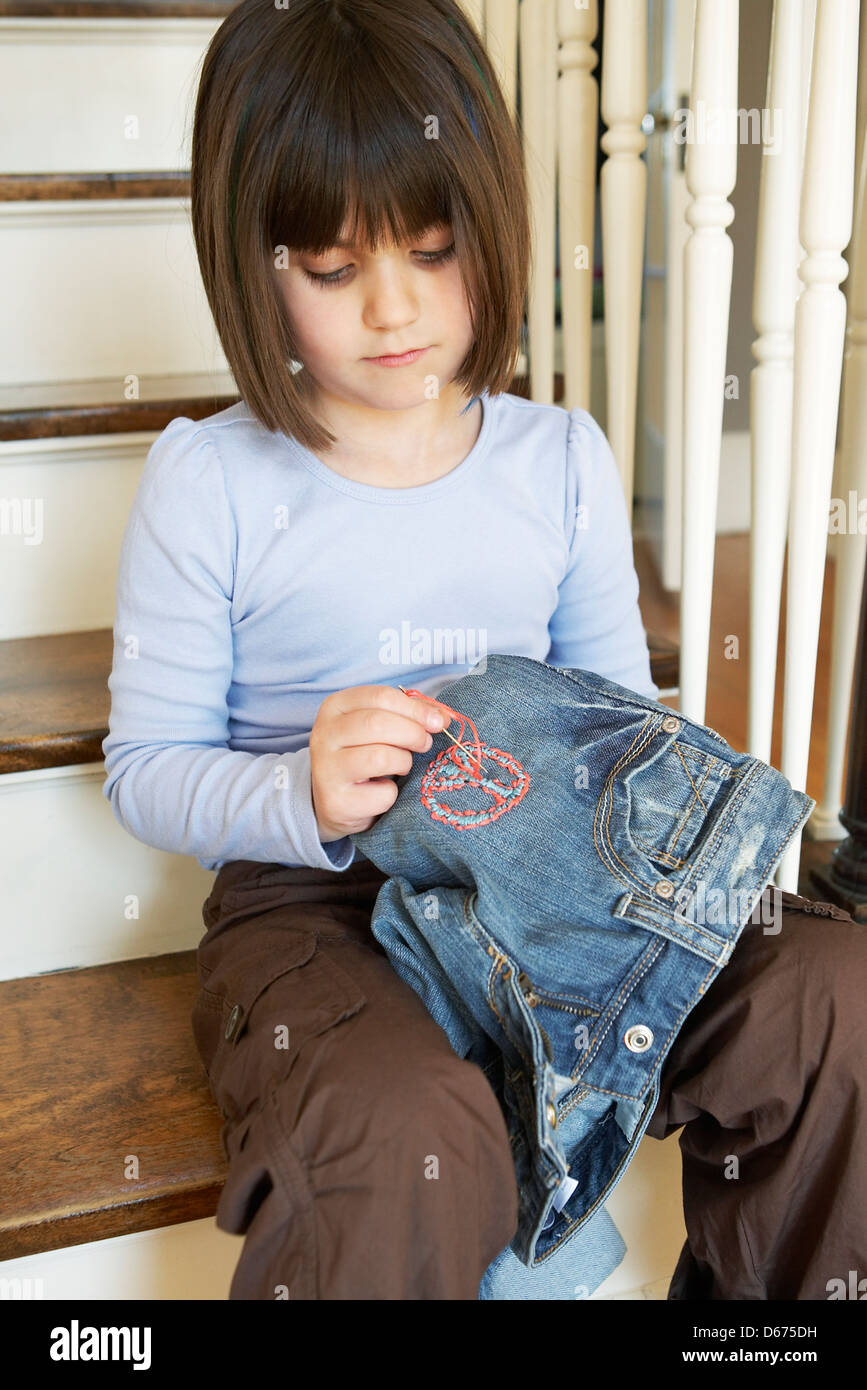 Couture enfant peace sign Banque D'Images