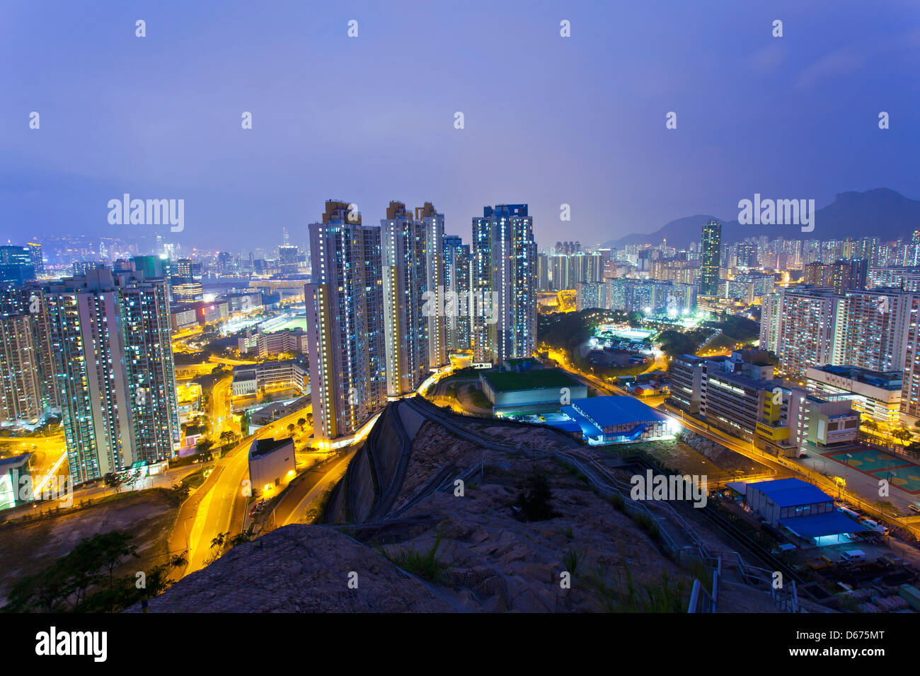 Hong Kong downtown at night Banque D'Images