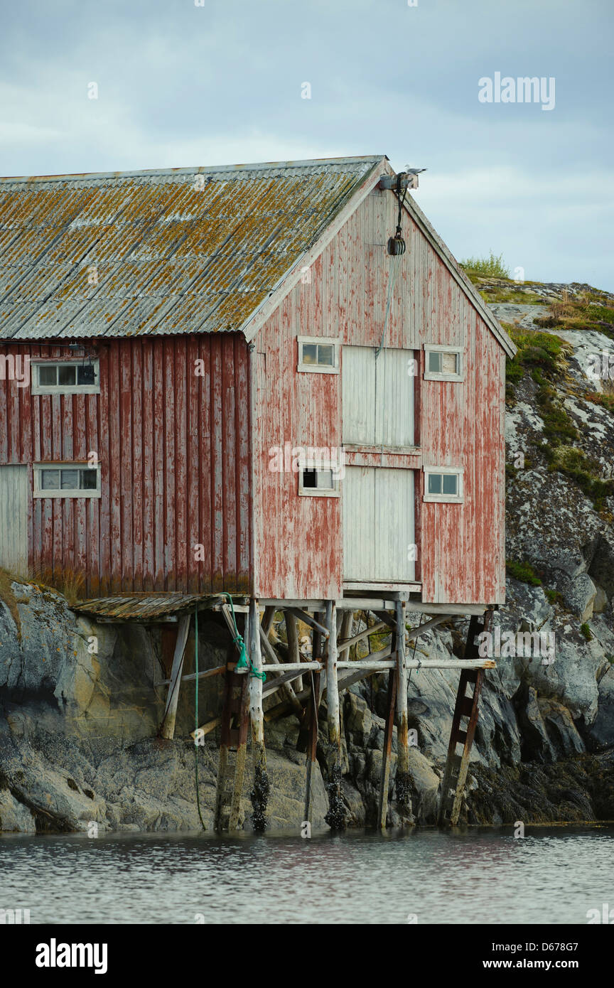 Le hangar à bateaux, lauvsnes, flatanger kommune, nord-gen fylke, Norvège Banque D'Images