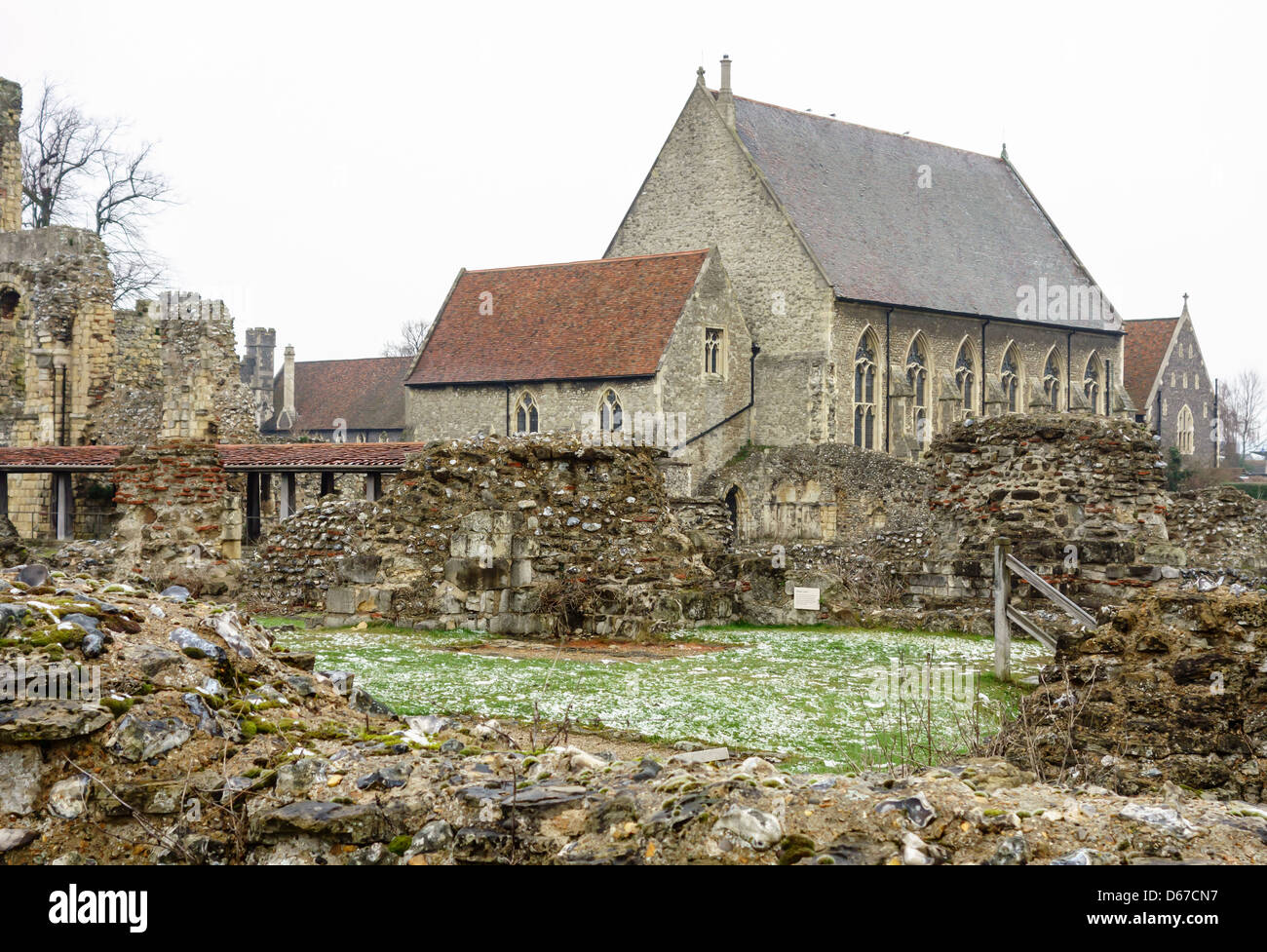 St Augustines Abbey en hiver Canterbury Kent Banque D'Images