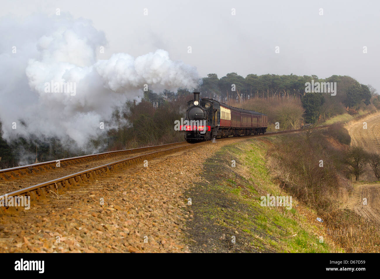 Train à vapeur sur la ligne de pavot, Sheringham Banque D'Images