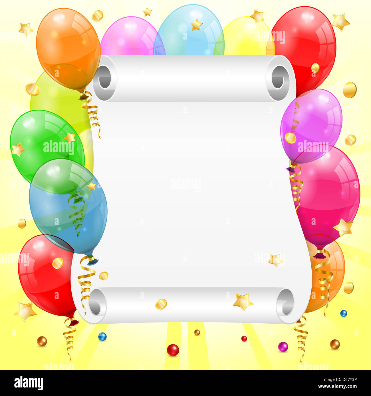 Cadre Anniversaire Avec 3d Transparent Anniversaire Ballons Faites Defiler Le Papier Confettis Et Streamer Photo Stock Alamy