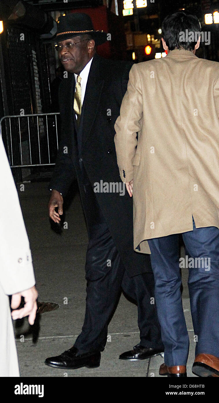 Le candidat républicain Herman Cain, le 'Late Show with David Letterman" à l'Ed Sullivan Theater - Nouveaux arrivants Banque D'Images