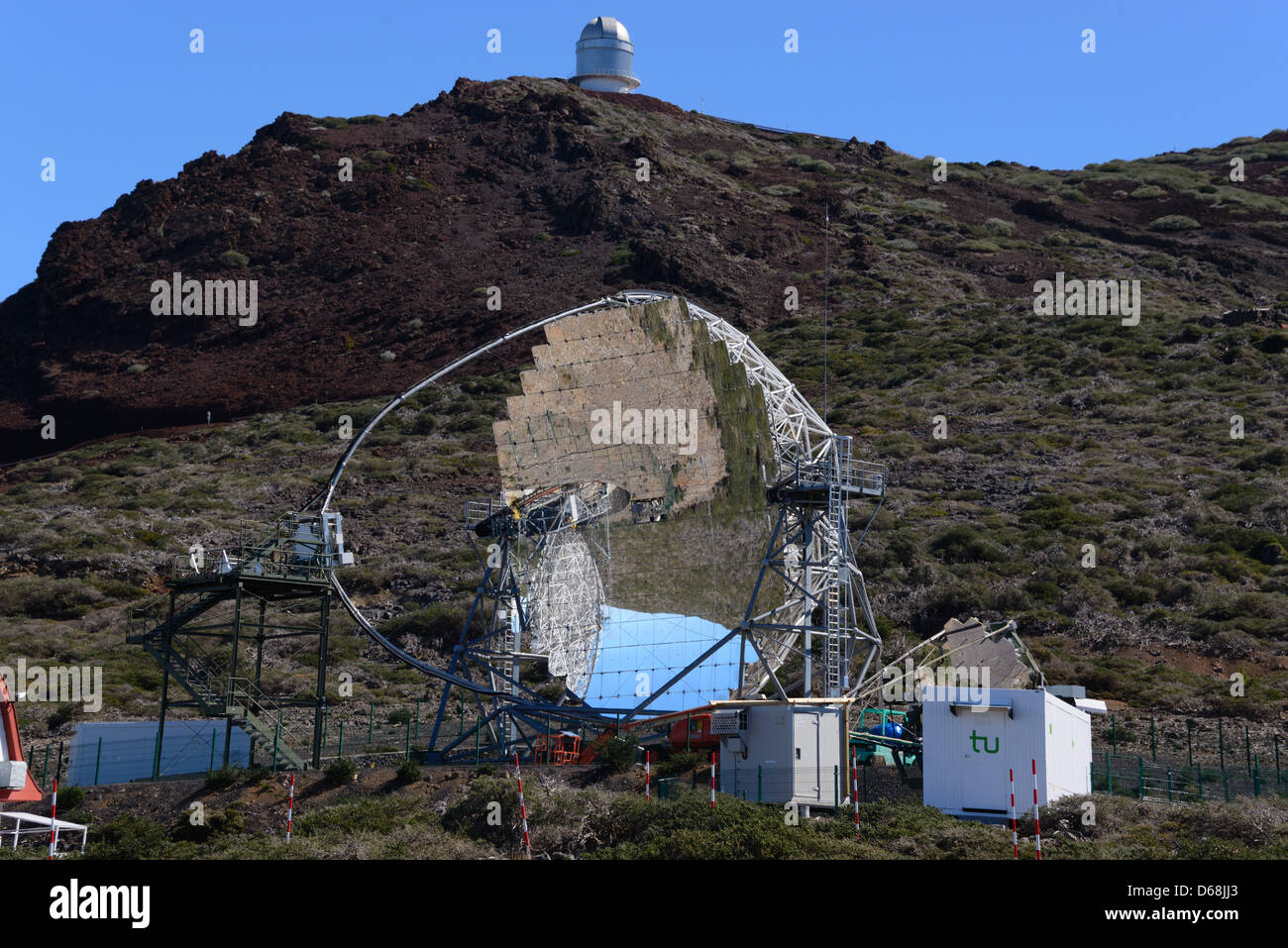 Observatoires dans Los Muchachos. La magie du rayonnement gamma array telescope. Gamma Ray atmosphériques importants Cherenkov d'imagerie. Banque D'Images