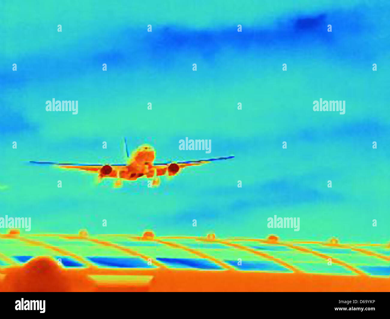 Image thermique d'avion avec sky Banque D'Images