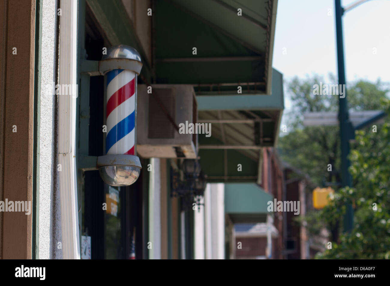 Barber Pole sur la rue Main Banque D'Images