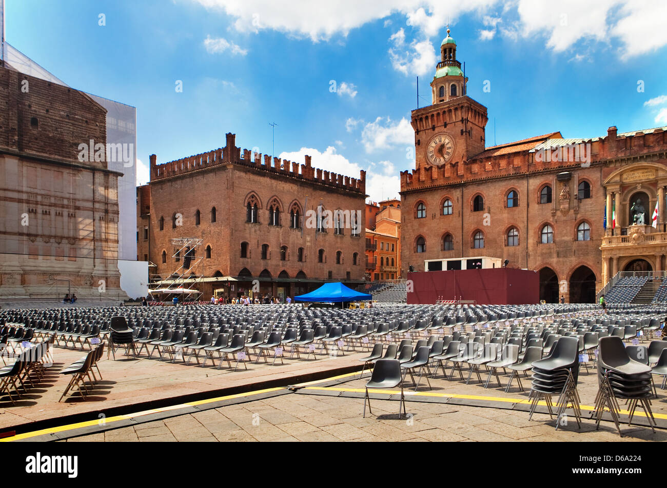 La Piazza Maggiore, Bologne, Italie Banque D'Images