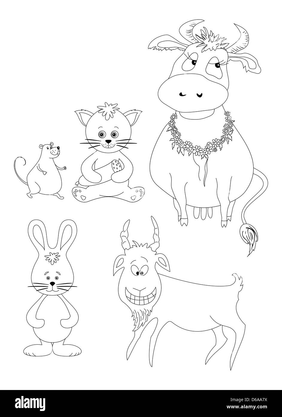 Définir les grandes lignes, les animaux de dessin animé Banque D'Images