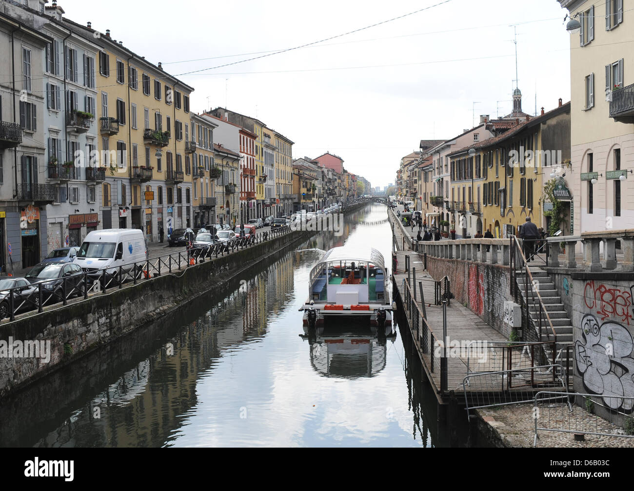 Vue du Naviglio Grande à Milan, Italie, 20 avril 2012. Photo : Britta Pedersen Banque D'Images