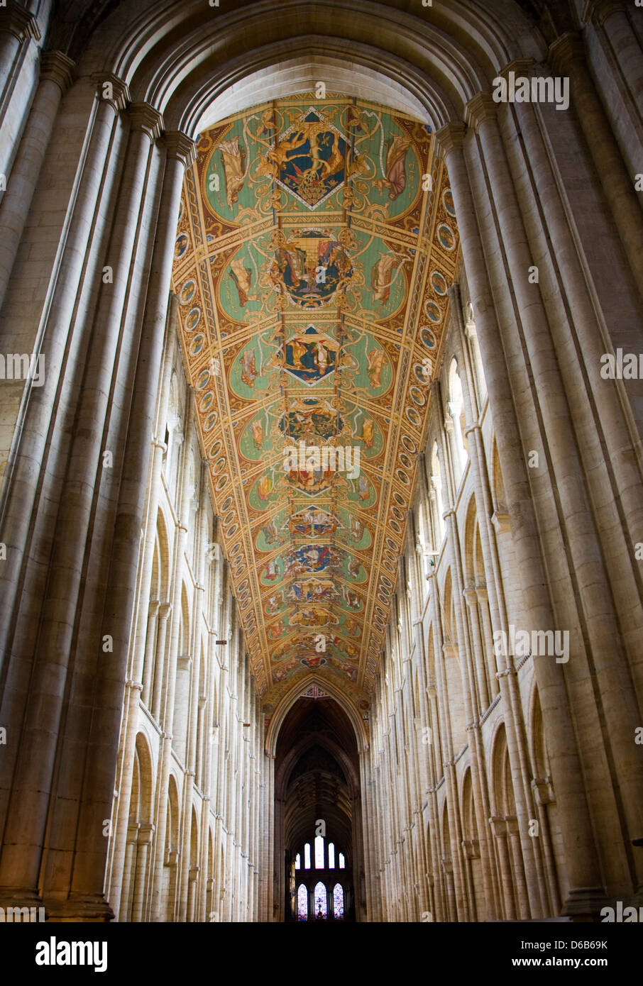 Toit peint intérieur plafond cathédrale d'Ely, Cambridgeshire, Angleterre Banque D'Images