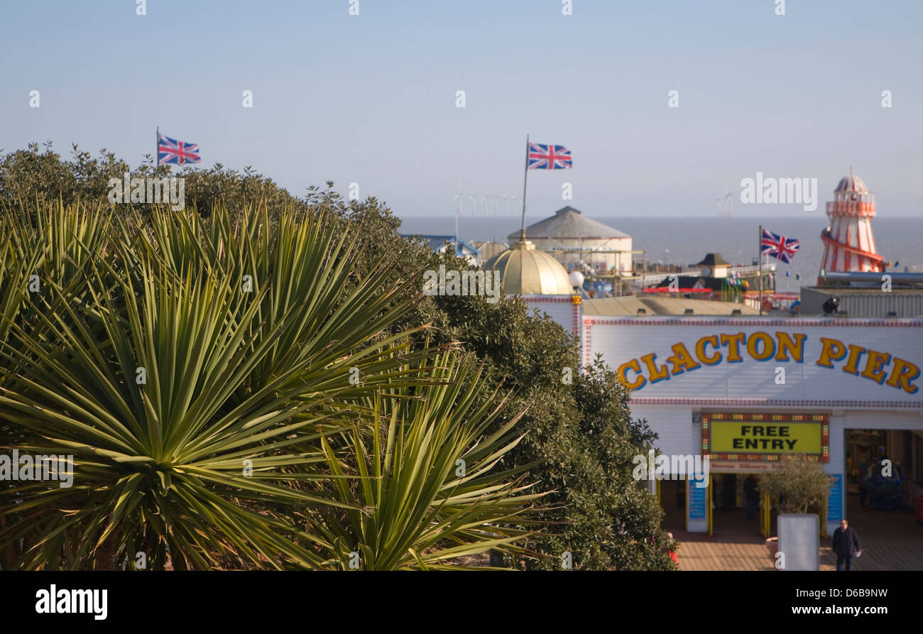 Sous les plantes tropicales Clacton Pier, Essex, Angleterre Banque D'Images