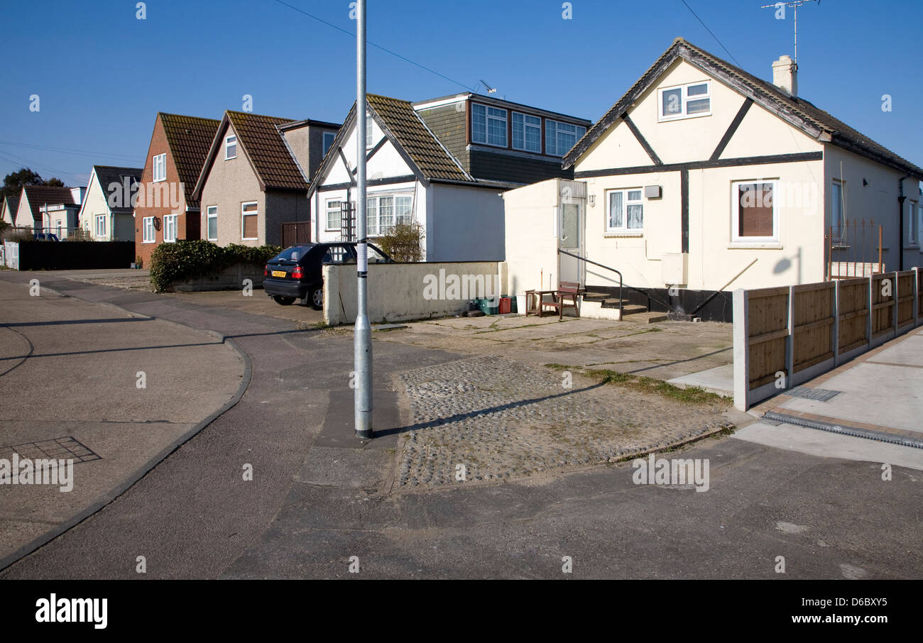 Logement privé à Jaywick, Essex, Angleterre Banque D'Images