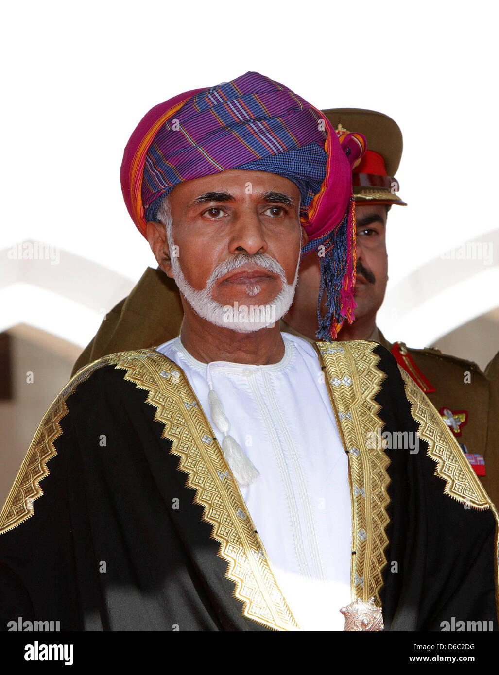 Le Sultan Qaboos bin Said, Sultan d'Oman, à l'Al Alam Palace à Muscat, Oman, 10 janvier 2012. Le Sultan Qaboos bin Said s'est félicité de la Dutch Royals pour les trois jours de visite d'Etat en Oman. Photo : Albert Nieboer / Pays-Bas OUT Banque D'Images