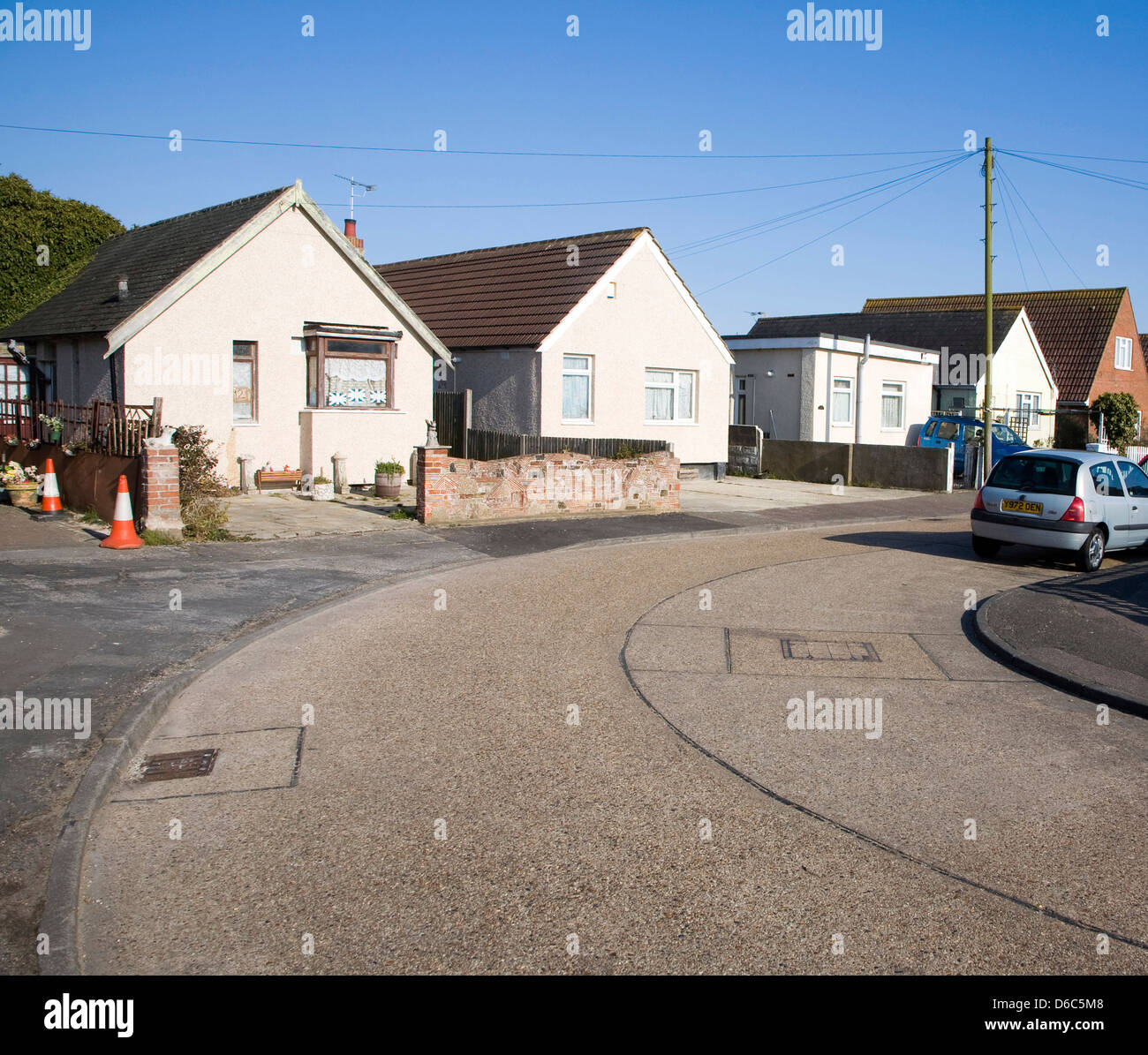 Logement privé à Jaywick, Essex, Angleterre Banque D'Images
