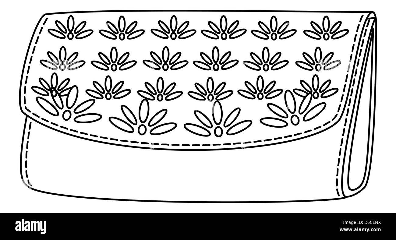 Portefeuille avec un motif floral, contour Banque D'Images
