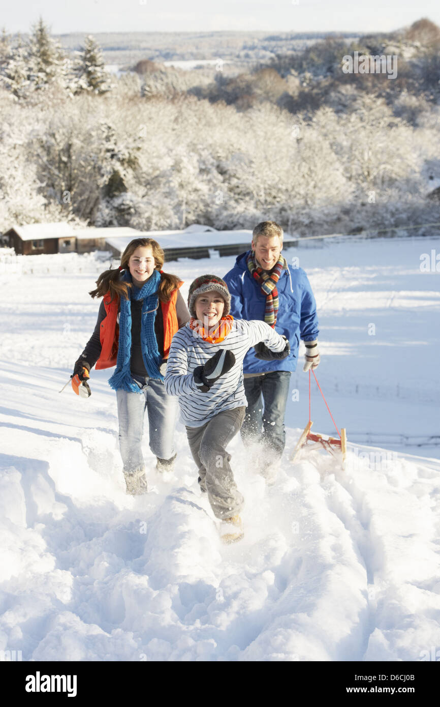 Tournant,famille,vacances d'hiver Banque D'Images