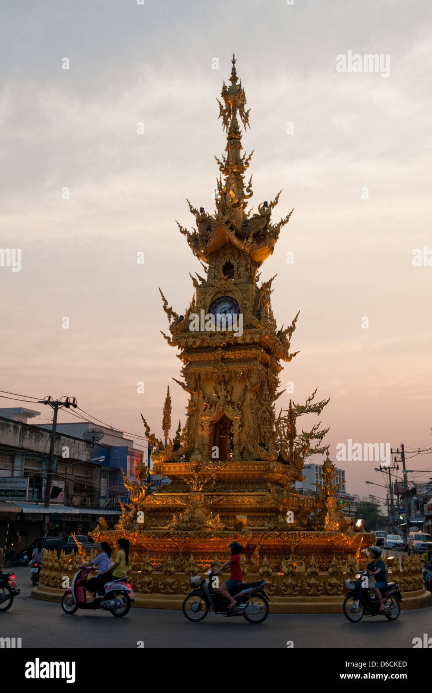 Chiang Rai, Thaïlande, comme une tour d'horloge rond-point Banque D'Images