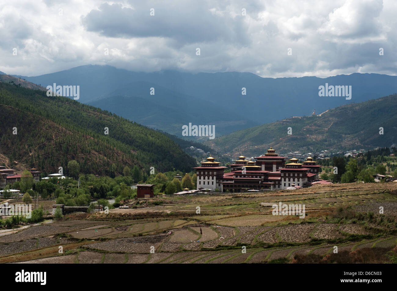 Thimphu, Bhoutan, le complexe du temple Tashi Chödzong Banque D'Images