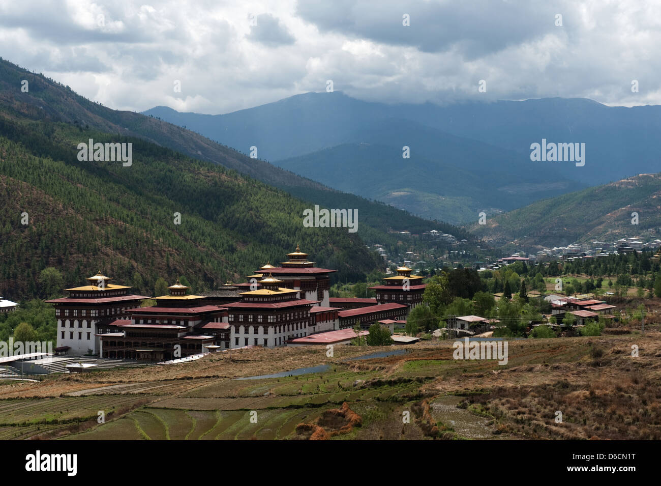 Thimphu, Bhoutan, le complexe du temple Tashi Chödzong Banque D'Images