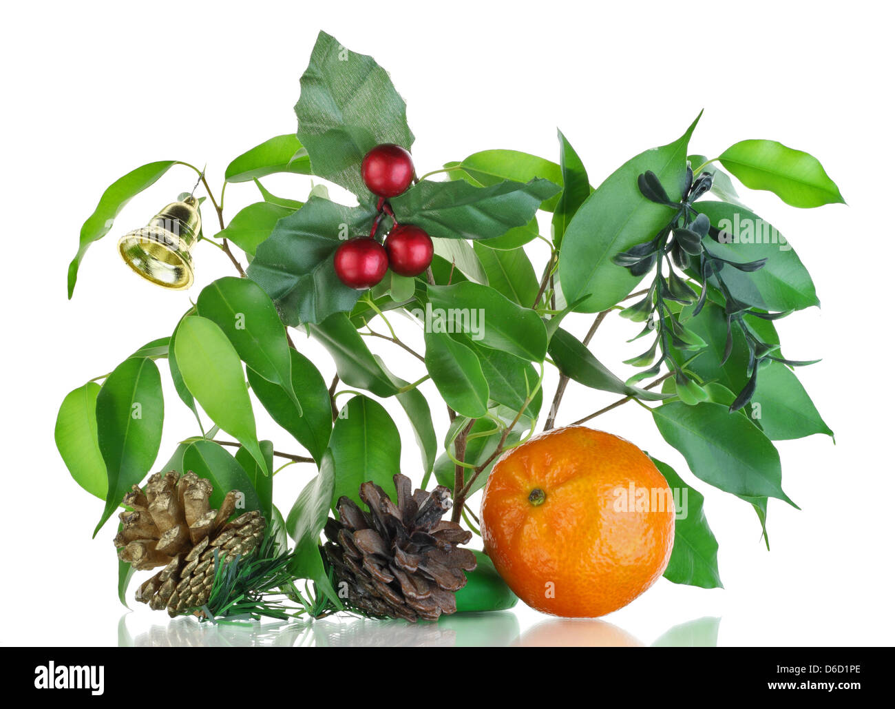Bouquet de Noël et la mandarine Banque D'Images