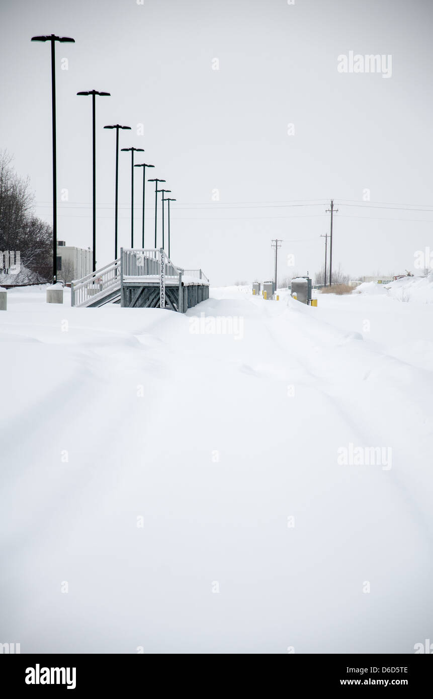 La gare d'ancrage dans l'hiver Banque D'Images