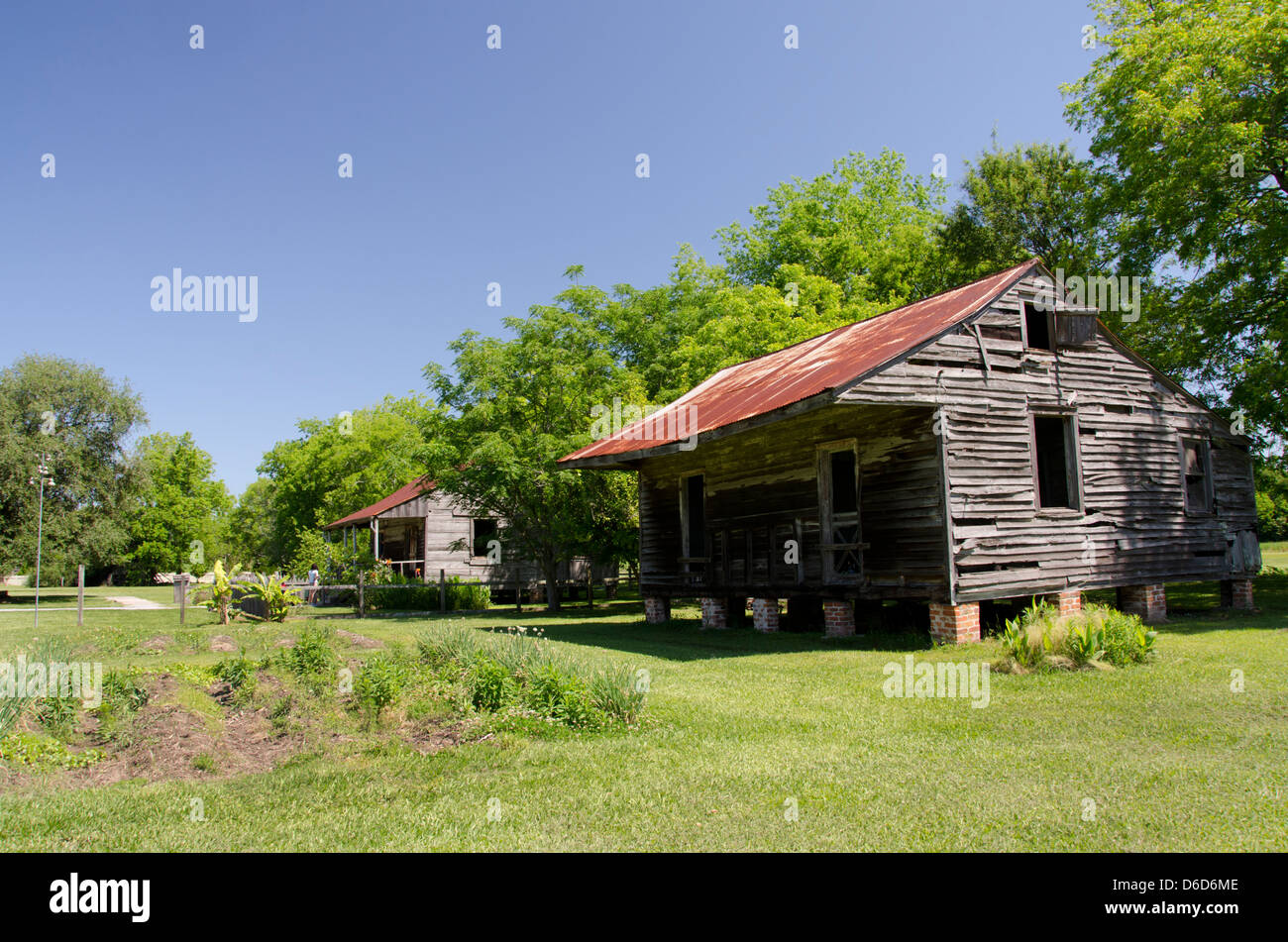 Louisiane, Nouvelle Orléans, Vacherie. 'Laura' Antebellum plantation créole historique. Cabine esclave, vers 1840. Banque D'Images