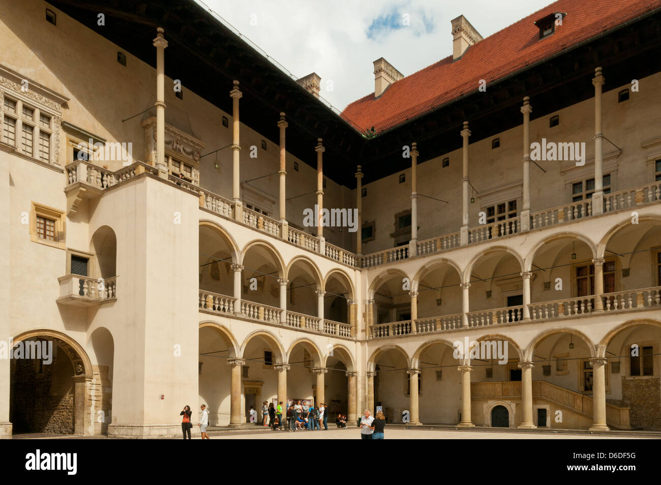 Cour du château de Wawel, Cracovie, Pologne Banque D'Images