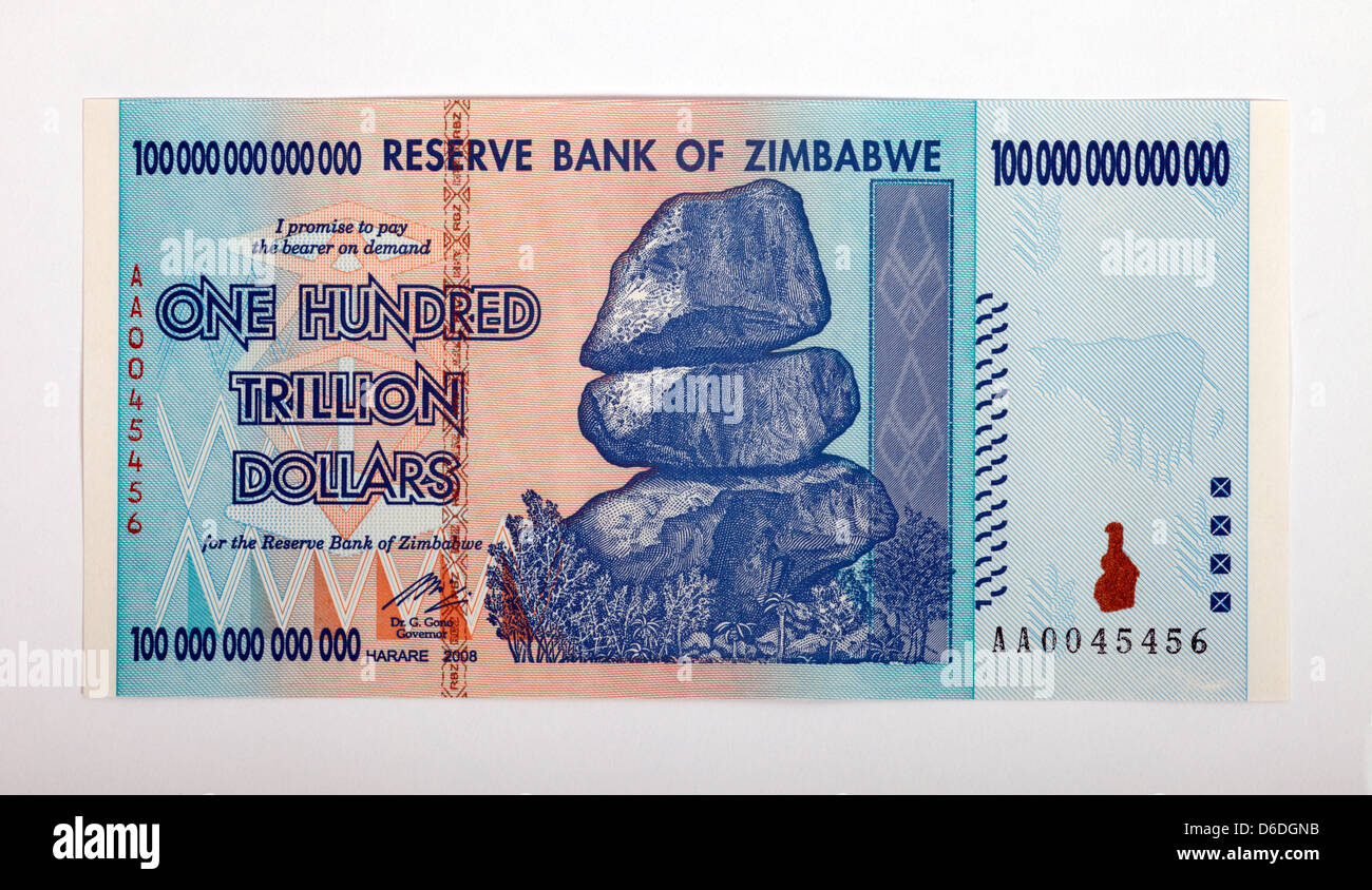 Un billet de un billion de dollars au Zimbabwe Banque D'Images