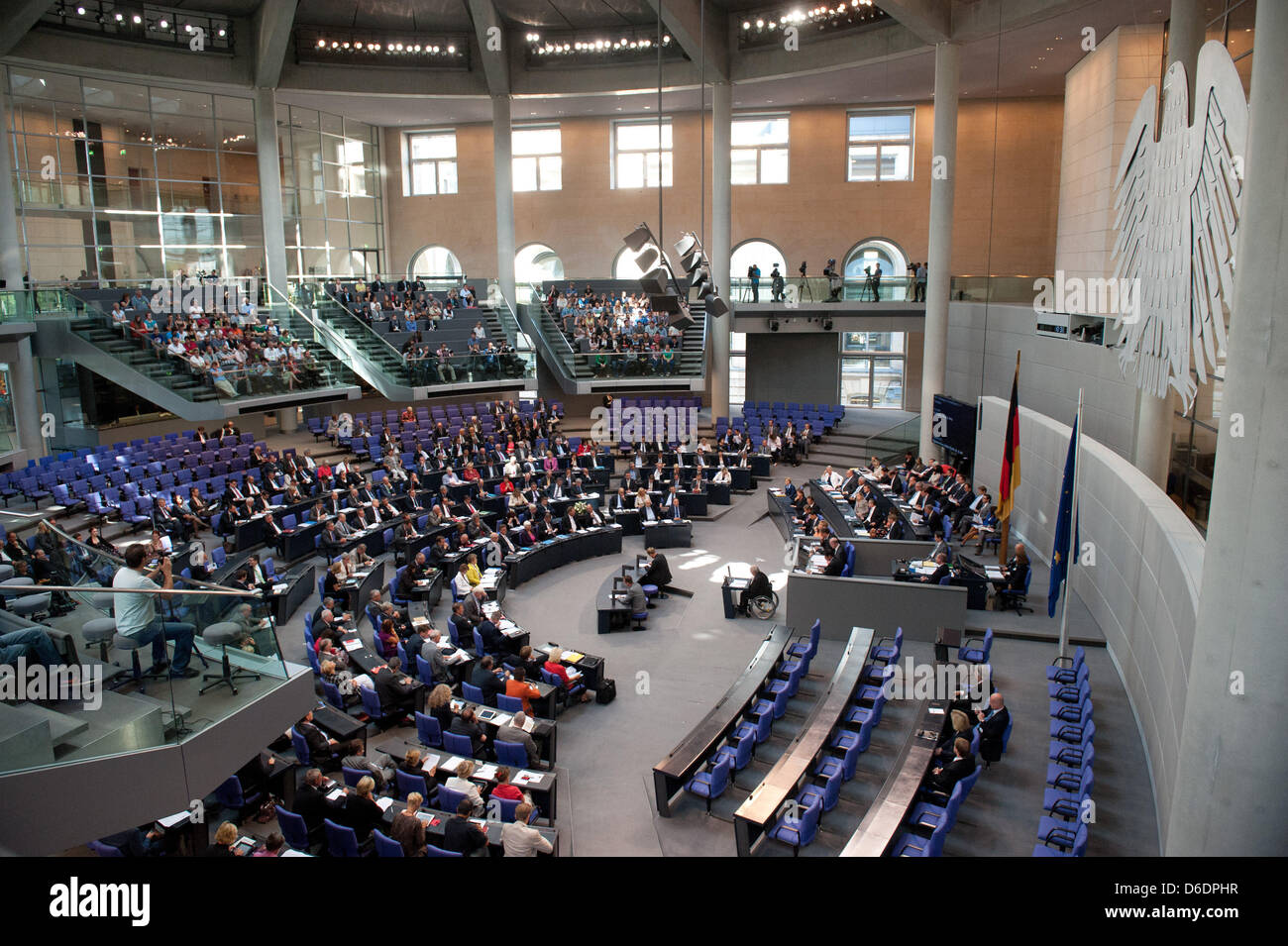 Le ministre allemand des Finances, Wolfgang Schaeuble prononce une allocution lors d'une réunion du budget semaine au Bundestag allemand à Berlin, Allemagne, 11 septembre 2012. Le parlement a commencé ses consultations sur le budget fédéral. Photo : MAURIZIO GAMBARINI Banque D'Images