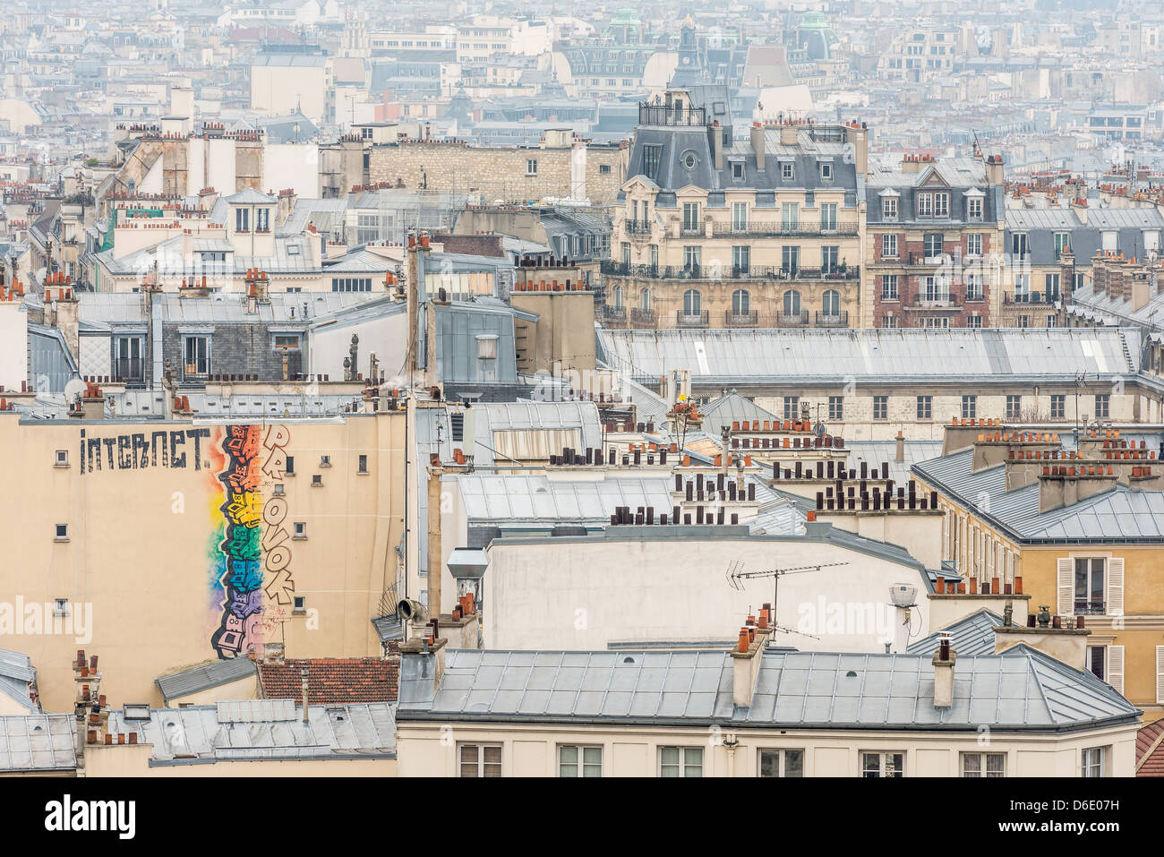 Vue sur Paris à partir de la Basilique du Sacré-Cœur Banque D'Images