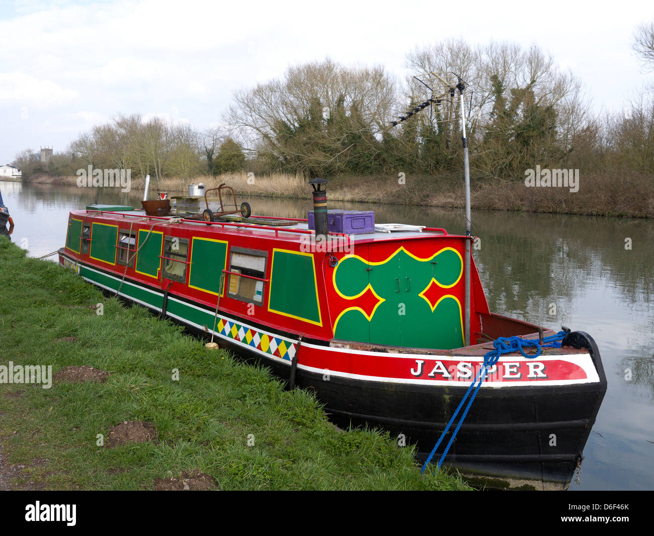 Barge, Gloucester et la netteté Canal près de Fradley, Gloucestershire, Mars 2013 Banque D'Images
