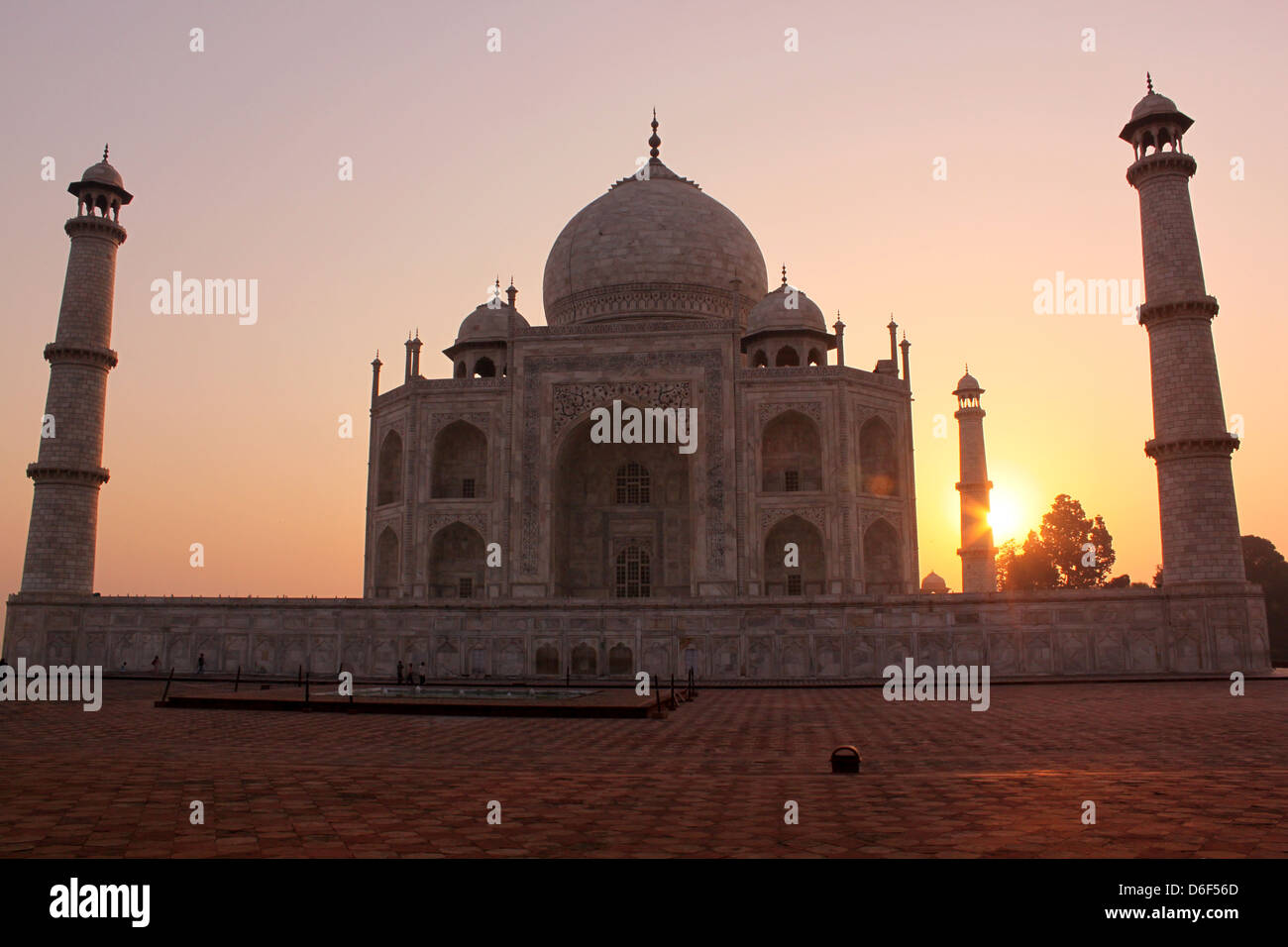 Vue sur le Taj Mahal, site du patrimoine mondial de l'Agra, Uttar Pradesh, Inde Banque D'Images