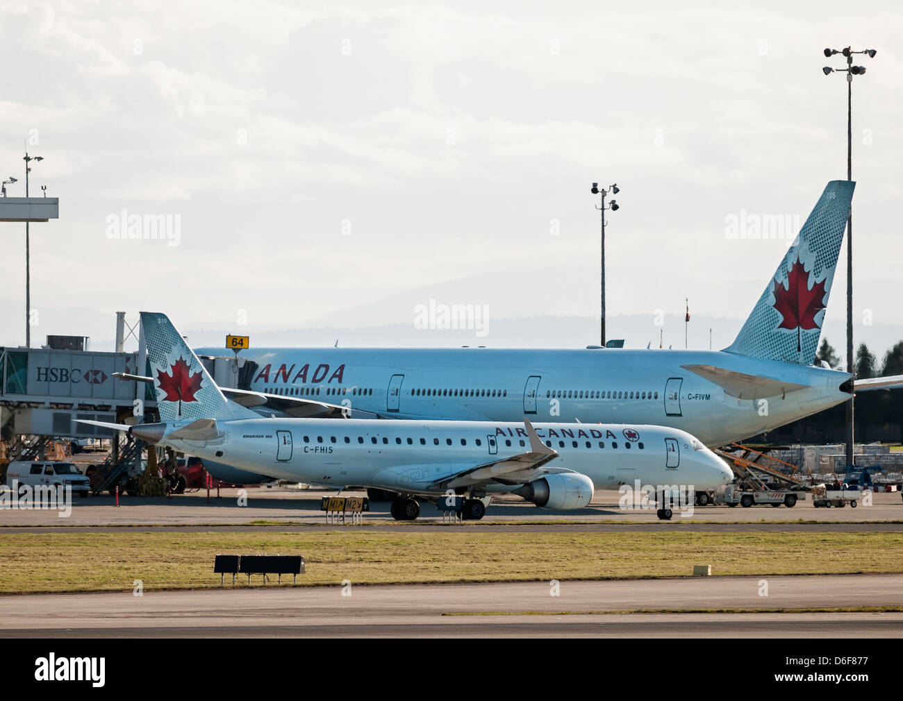 Les avions d'Air Canada à l'Aéroport International de Vancouver (YVR) Banque D'Images