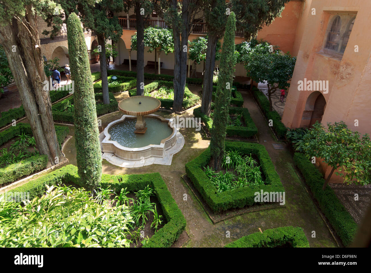 Jardin de la cour intérieure de l'Lindaraja, le Patio de la Lindaraja, Palais Nasrides, Alhambra, Granada Banque D'Images